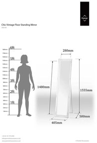 Подово огледало с дървена рамка 40x160 cm Chic - Premier Housewares