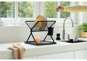 Тъмносива метална двуетажна тавичка за оттичане 37x33 cm – Brabantia