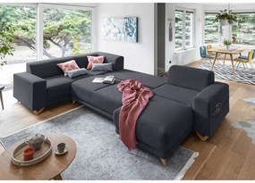 Антрацитен разтегателен/с място за съхранение ъглов диван (ляв ъгъл/U форма) Classy Sophie – Miuform