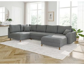 Сив ъглов диван от плат букле (десен ъгъл/"U" форма) Ariella – Ropez