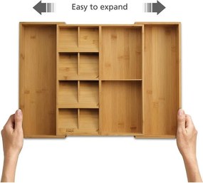 Регулируем бамбуков органайзер за прибори в естествен цвят 32 x 40 cm DrawerStore Bamboo – Joseph Joseph