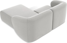 Светлосив кадифен ъглов диван (десен ъгъл) Lani – Makamii