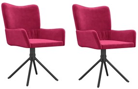 344814 vidaXL Въртящи трапезни столове, 2 бр, виненочервени, кадифе