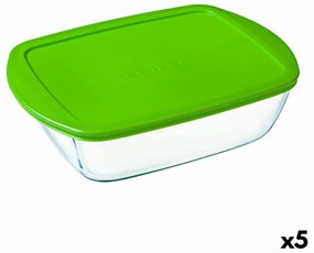 Правоъгълна Кутия за Обяд с Капак Pyrex Cook & Store Зелен 2,5 L 28 x 20 x 8 cm Силикон Cтъкло (5 броя)