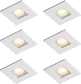 Комплект от 6 модерни вградени прожектора бели квадратни IP44 - Qure