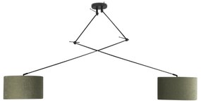 Интелигентна висяща лампа черна с абажур 35 см зелен с 2 Wi-Fi A60 - Blitz