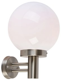 Модерна външна стенна лампа от неръждаема стомана с пластмасов глобус IP44 - Sfera