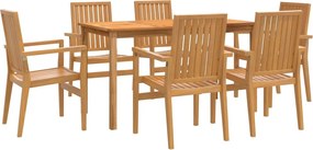 3157914 vidaXL Градински трапезен комплект, 7 части, тиково дърво масив