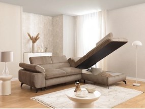 Кафяв ъглов диван от рипсено кадифе (десен ъгъл L форма) Marbeya – Ropez