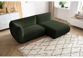 Ъглов диван от зелен велур (десен ъгъл) Lecomte - Bobochic Paris