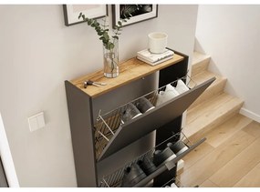 Антрацитна накланяща се стойка за обувки 71x127x22 cm Ameca – Germania