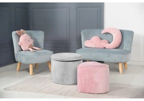 Светлосиво кадифено бебешко пуфче Lil Sofa - Roba