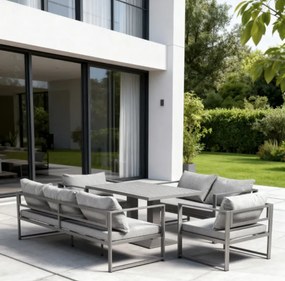 Просторен градински комплект XL-NM-2011 - сив + сиви възглавници