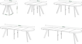 ЕКСПАНСО Американски дъб/черни крака - ГОЛЯМА КРЪГЛА МАСА Ø110 РАЗТЕГАТЕЛНА ДО 310 cm С КРАКА Y ЛОФТ/ИНДУСТРИАЛНА