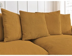 Сгъваем/с място за съхранение ъглов диван от рипсено кадифе в цвят горчица Voltaire – Bobochic Paris