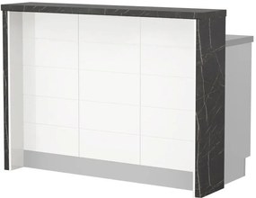 Островна кухненска пейка Hudson-Length: 135 cm.-White-Black Stone