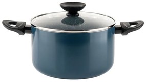 Дълбока тенджера Luigi Ferrero Prima FR-2245D, 22x13 см, 4.5 л, Незалепващо покритие с мраморен ефект, Индукция, Стъклен капак с отвор, Тъмносин