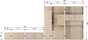 Модулна етажерка за книги с дъбов декор в естествен цвят 110x199 cm Modulair - vtwonen
