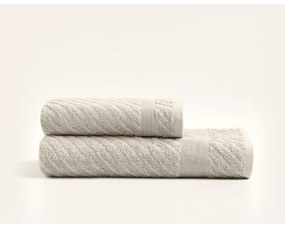 Светлобежова памучна кърпа и хавлия за баня в комплект от 2 броя - Foutastic