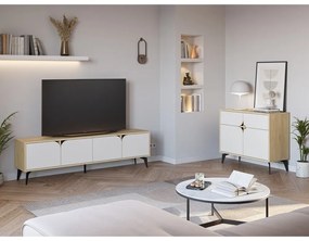 Шкаф в дъбов декор в бял и естествен цвят 95x79 cm Nola - Marckeric