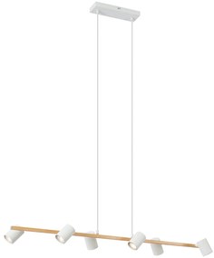 Смарт висяща лампа дърво с бял правоъгълник 6 светлини вкл. Wifi GU10 - Jeana Straight