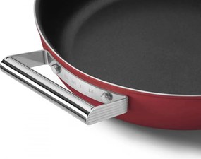 Плитка тенджера с капак Smeg CKFD2811RDM, 28 см, 3.7 л, Незалепващо покритие с 3 слоя, Фурна до 250C, Без PFAS, Индукция, Червен