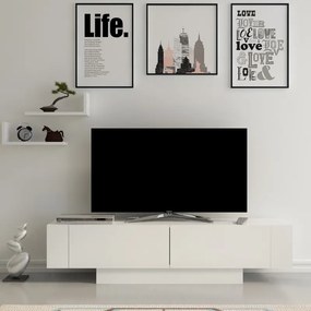 ТВ шкаф Matera от меламин – бял цвят 150×31.5×41.6 см