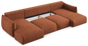 Теракотен шенилов сгъваем ъглов диван (U форма) Leila – Makamii