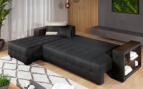 Разтегателен ъглов диван с подлакътник етажерка Мелвин