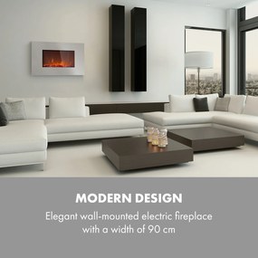 Klarstein Lausanne Luxe, Електрическа камина, 2000W, 2 температурни настройки, 90 см, неръждаема стомана