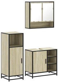 3300996 vidaXL Комплект шкафове за баня от 3 части дъб сонома инженерно дърво