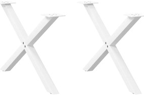 4012905 vidaXL Крака за масичка за кафе, X-образни, 2 бр., бели, 70 x (42-43) см, стомана