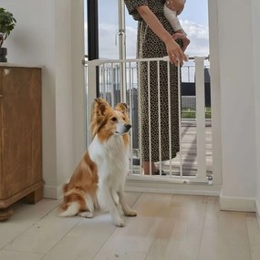 Предпазна преграда за деца и животни, Размери 74-132 см Регулируема ширина, Височина 77 см, Монтаж под налягане без пробиване