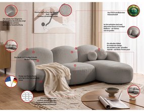Сив ъглов диван от прежда с примки от букле (десен ъгъл) Orbit – Ropez