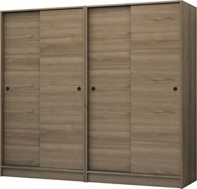 Четирикрилен гардероб Regio TopMebel с плъзгащи врати в цвят орех 200x60x181cm