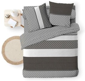Черно-бял двойно удължено памучно спално бельо с включен долен чаршаф 6 части 240x220 cm Meiko – douceur d'intérieur