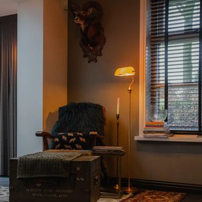 Класическа подова лампа за нотариус бронз с кехлибарено стъкло - Banker