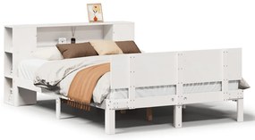 3322633 vidaXL Легло с етажерка за книги, без матрак, 140x200 см, бор масив