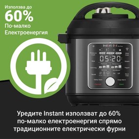 Мултикукър Instant Pot Pro Plus 112020101, 1200W, 5.7 л, 10 програми, WiFi управление, Неръждаема стомана, Черен