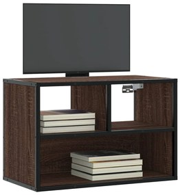 848918 vidaXL ТB шкаф, кафяв дъб, 60x31x39,5 см, инженерно дърво и метал