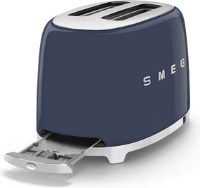 Тостер за хляб SMEG 50's Style TSF01NBEU, 950W, 2 филии, 6 нива, Тавичка за трохи, Вграден кабел, Неръждаема стомана, Тъмносин