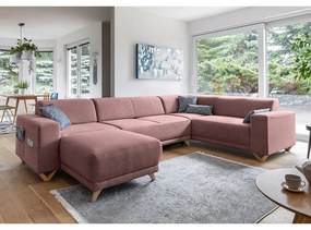 Розов разтегателен/с място за съхранение ъглов диван (десен ъгъл/U форма) Classy Sophie – Miuform