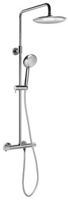 Месингов душ комплект в лъскаво сребристо с термостатен смесител с душ глава и ръчен душ 131 cm Solaris – Sapho