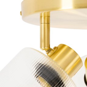 Таванен прожектор златен със стъкло 3-светлина регулируем кръгъл - Laura