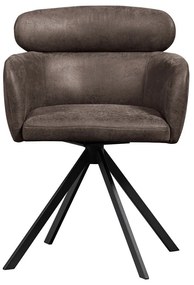 Тъмнокафяв тапициран трапезен стол с подлакътници Fenne – WOOOD