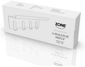 Светлосива стоманена стенна закачалка с рафт 11,5 cm A-Hallway – Zone