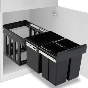 51182 vidaXL Кош за вграждане за кухненски шкаф, плавно затваряне, 48 л