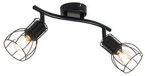 Модерен таванен прожектор черен 2-светлина регулируем - Botu