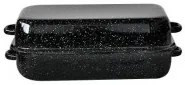Емайлирана тава правоъгълна с капак 40x25xh6,5см черна РЯ-(140+140C/40)
