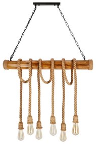 Полилей на верига VINT 6xE27/40W/230V бамбук